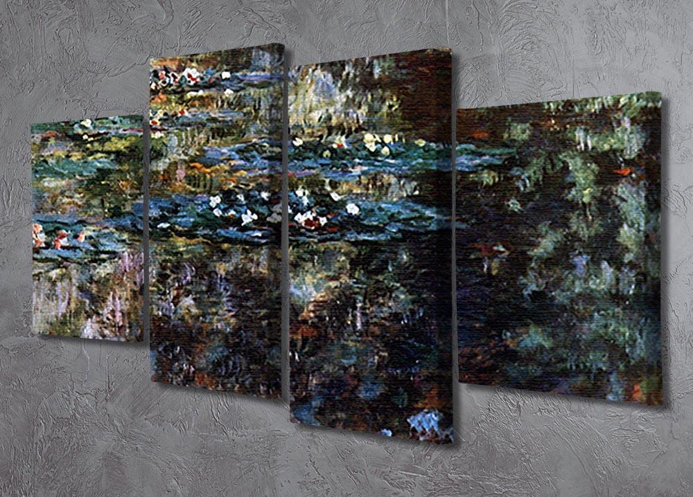 Water garden at Giverny by Monet 4 Split Panel Canvas - Canvas Art Rocks - 2
