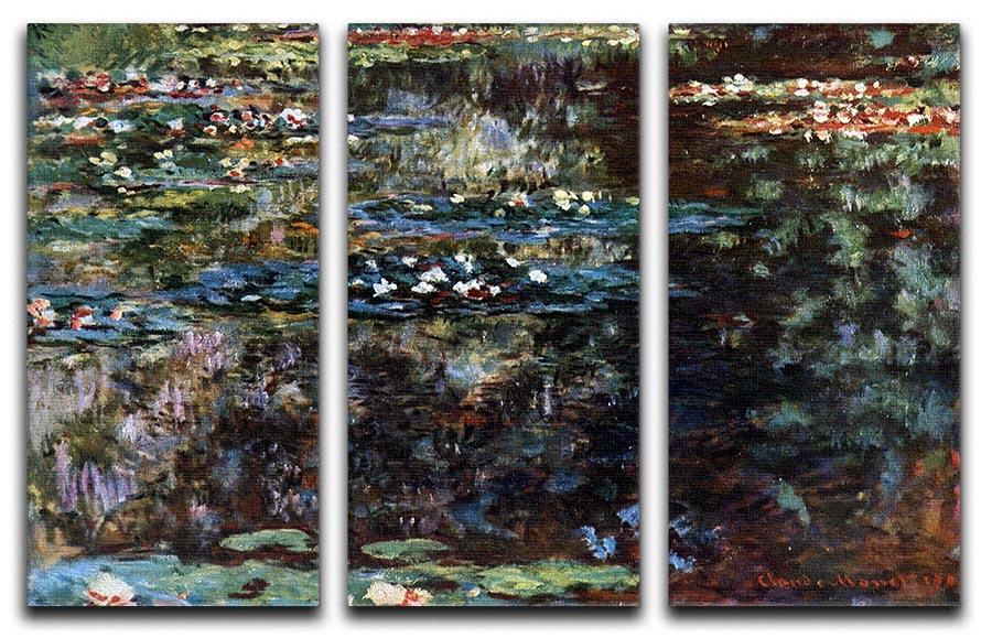 Water garden at Giverny by Monet Split Panel Canvas Print - Canvas Art Rocks - 4