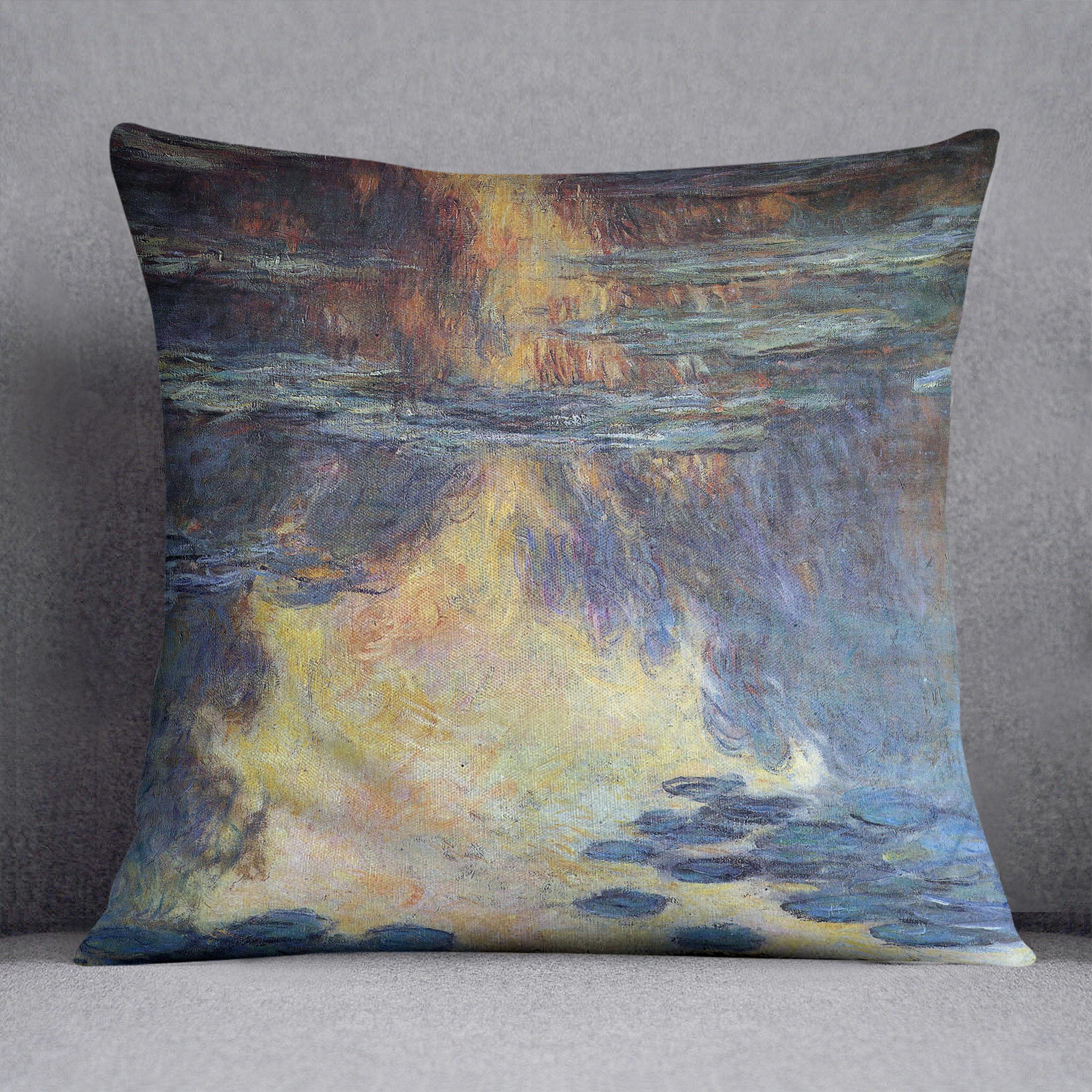 Water lilies water landscape 2 by Monet Cushion