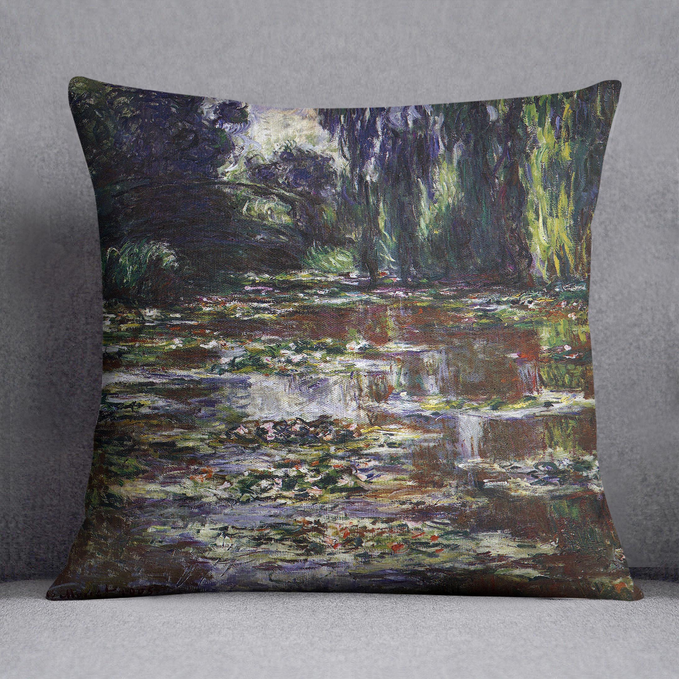 Water lilies water landscape 3 by Monet Cushion