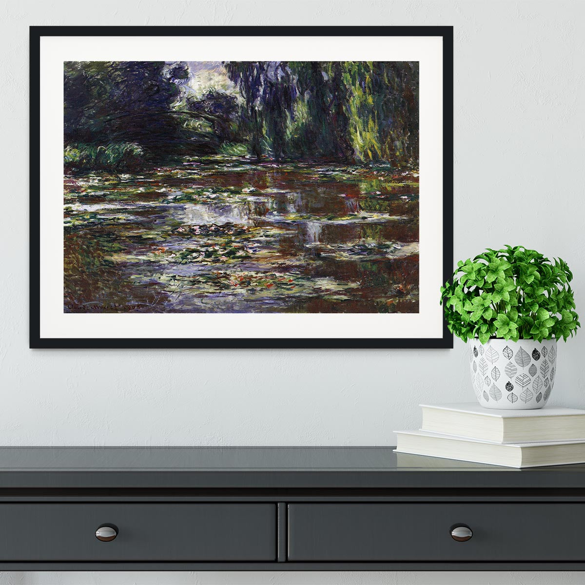 Water lilies water landscape 3 by Monet Framed Print - Canvas Art Rocks - 1