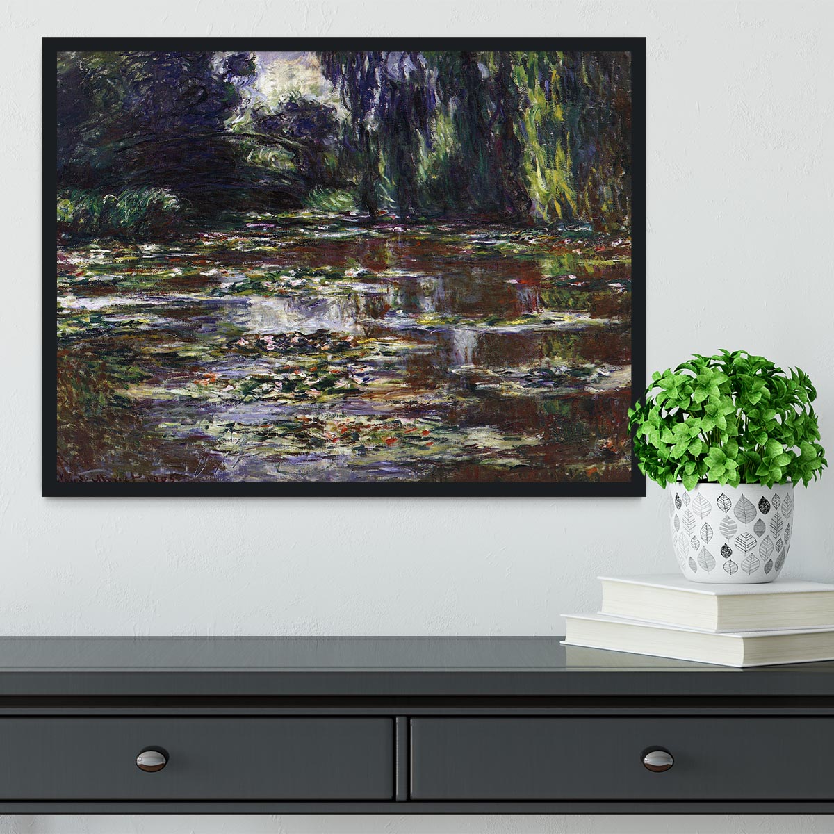 Water lilies water landscape 3 by Monet Framed Print - Canvas Art Rocks - 2