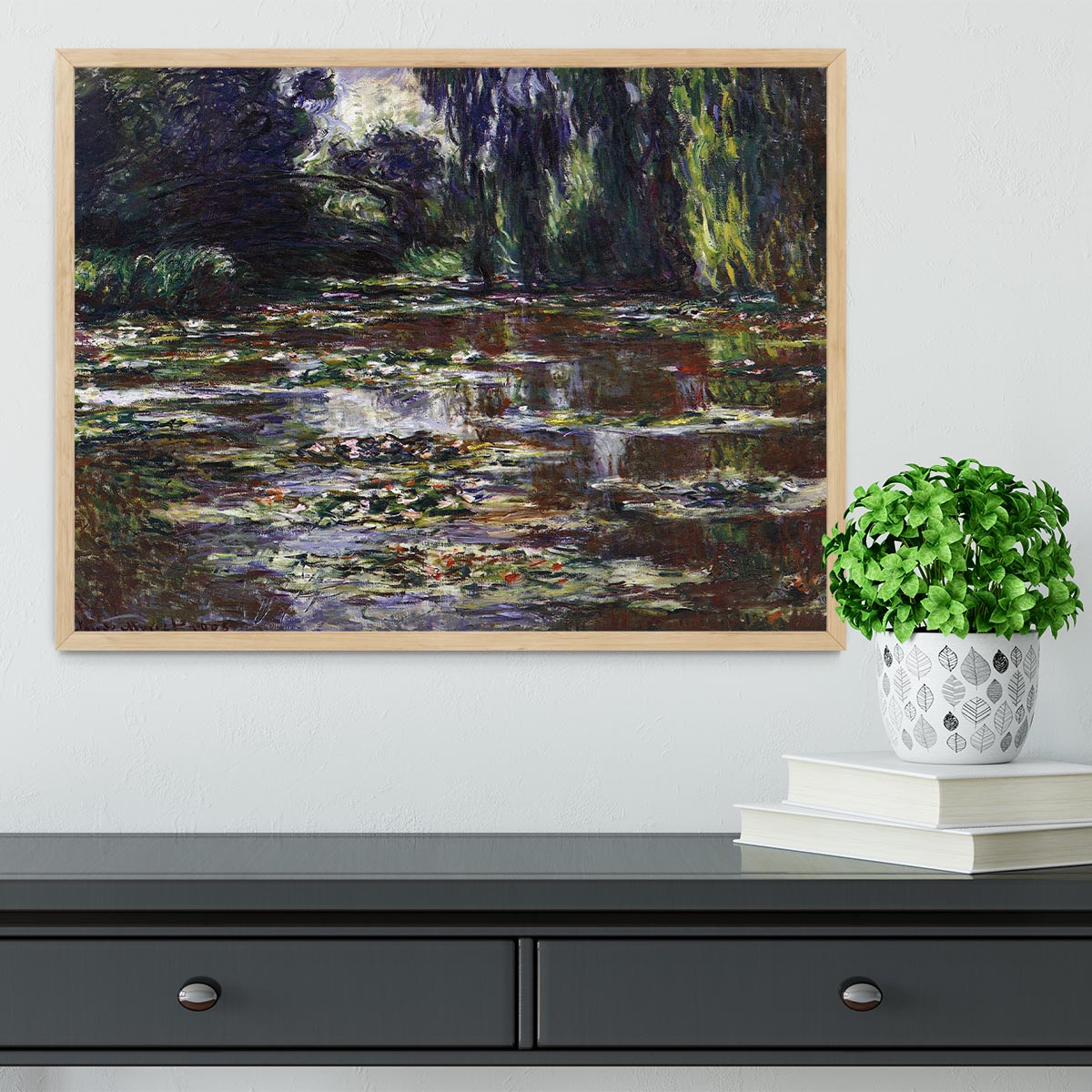 Water lilies water landscape 3 by Monet Framed Print - Canvas Art Rocks - 4