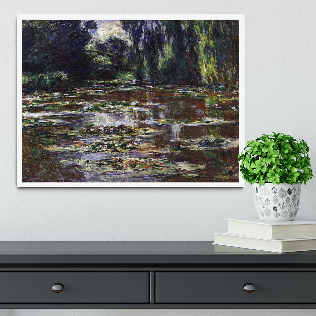 Water lilies water landscape 3 by Monet Framed Print - Canvas Art Rocks -6