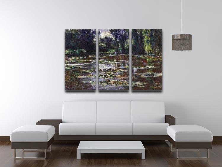 Water lilies water landscape 3 by Monet Split Panel Canvas Print - Canvas Art Rocks - 4