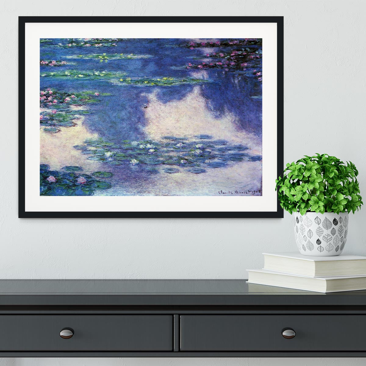 Water lilies water landscape 4 by Monet Framed Print - Canvas Art Rocks - 1