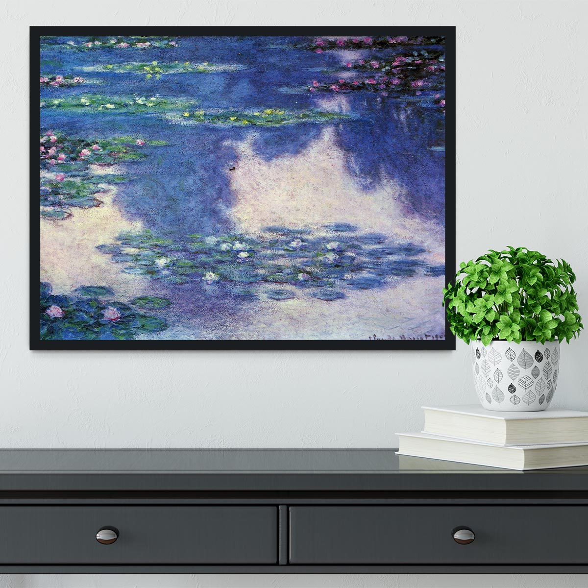 Water lilies water landscape 4 by Monet Framed Print - Canvas Art Rocks - 2
