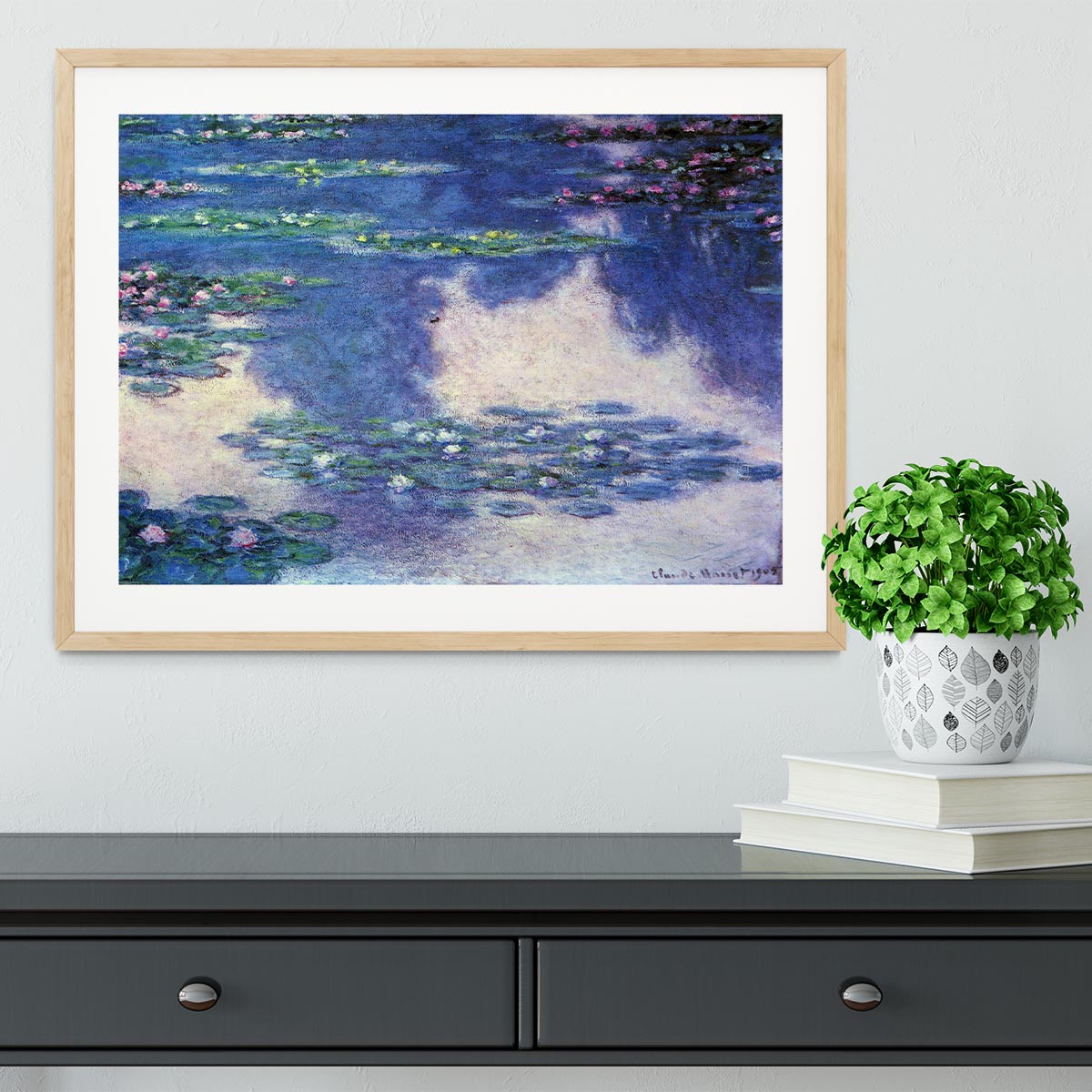 Water lilies water landscape 4 by Monet Framed Print - Canvas Art Rocks - 3
