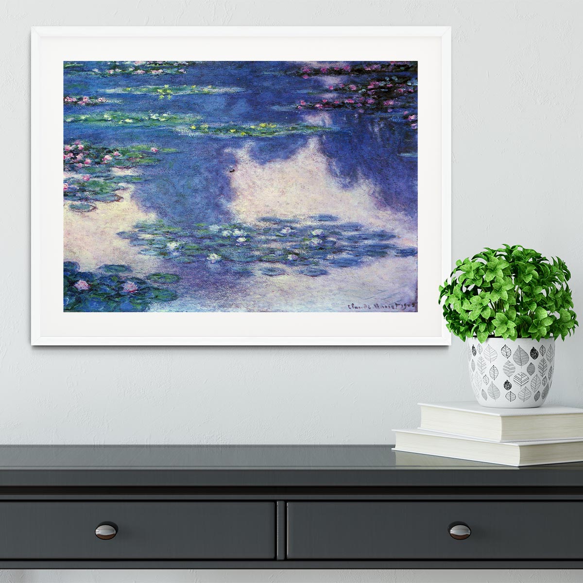 Water lilies water landscape 4 by Monet Framed Print - Canvas Art Rocks - 5