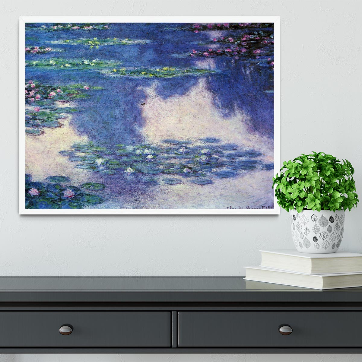 Water lilies water landscape 4 by Monet Framed Print - Canvas Art Rocks -6