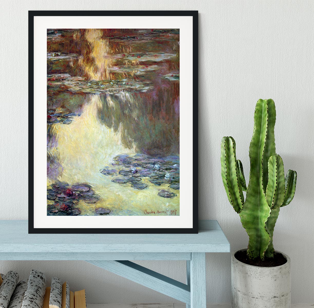 Water lilies water landscape 6 by Monet Framed Print - Canvas Art Rocks - 1