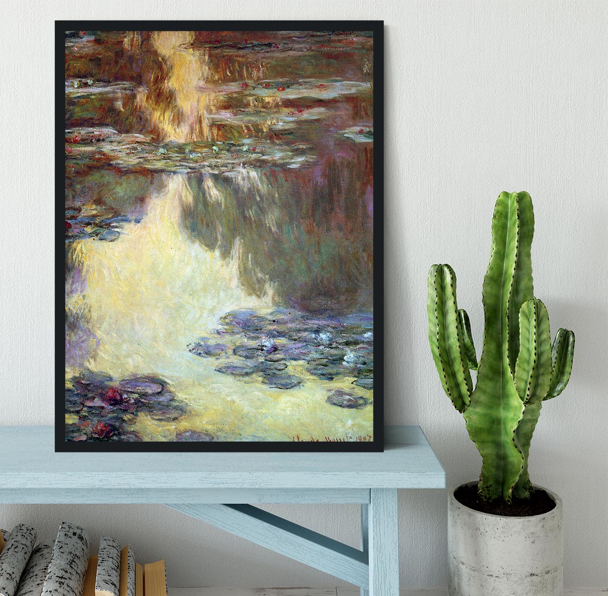 Water lilies water landscape 6 by Monet Framed Print - Canvas Art Rocks - 2