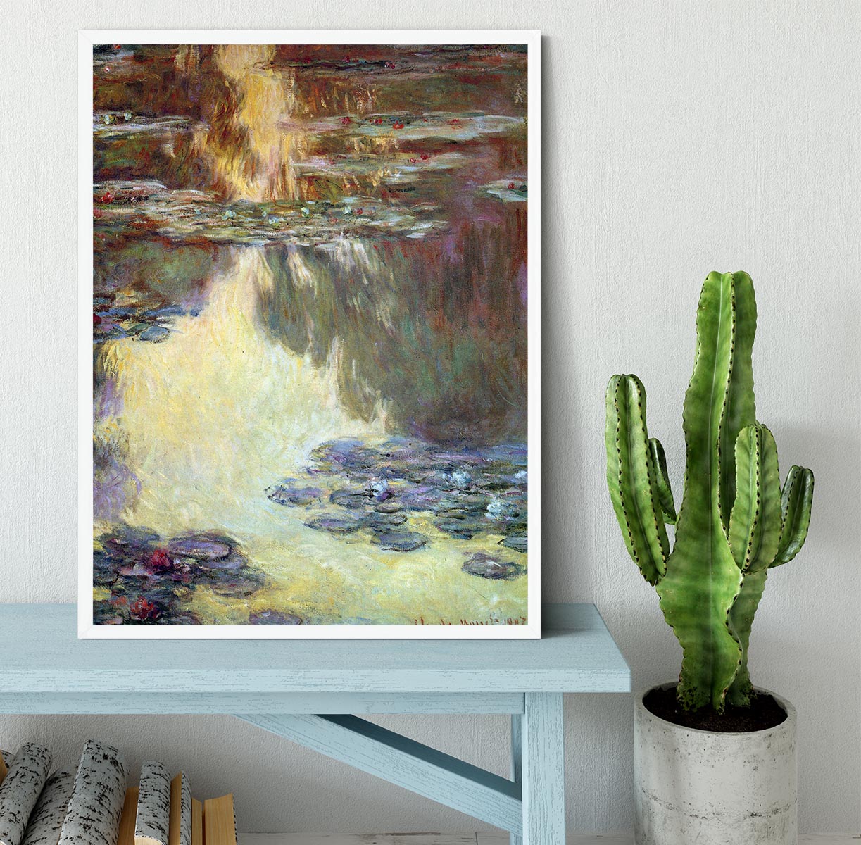 Water lilies water landscape 6 by Monet Framed Print - Canvas Art Rocks -6