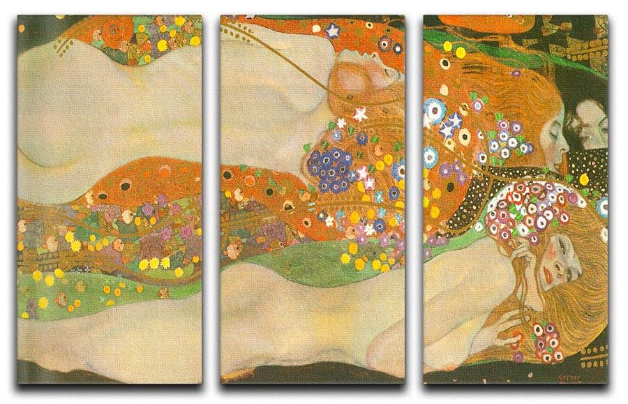 Water snakes friends II by Klimt 3 Split Panel Canvas Print - Canvas Art Rocks - 1