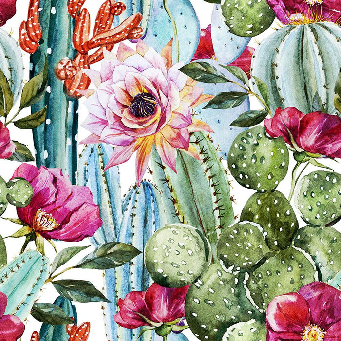 Watercolor cactus pattern Wall Mural Wallpaper