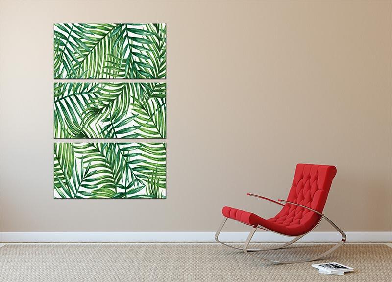 Watercolor tropical palm leaves 3 Split Panel Canvas Print - Canvas Art Rocks - 2