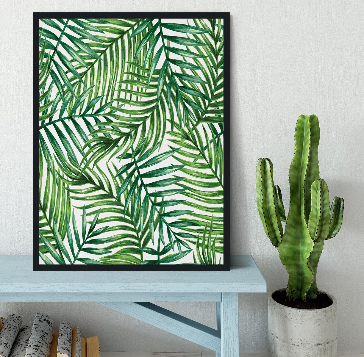 Watercolor tropical palm leaves Framed Print - Canvas Art Rocks - 2