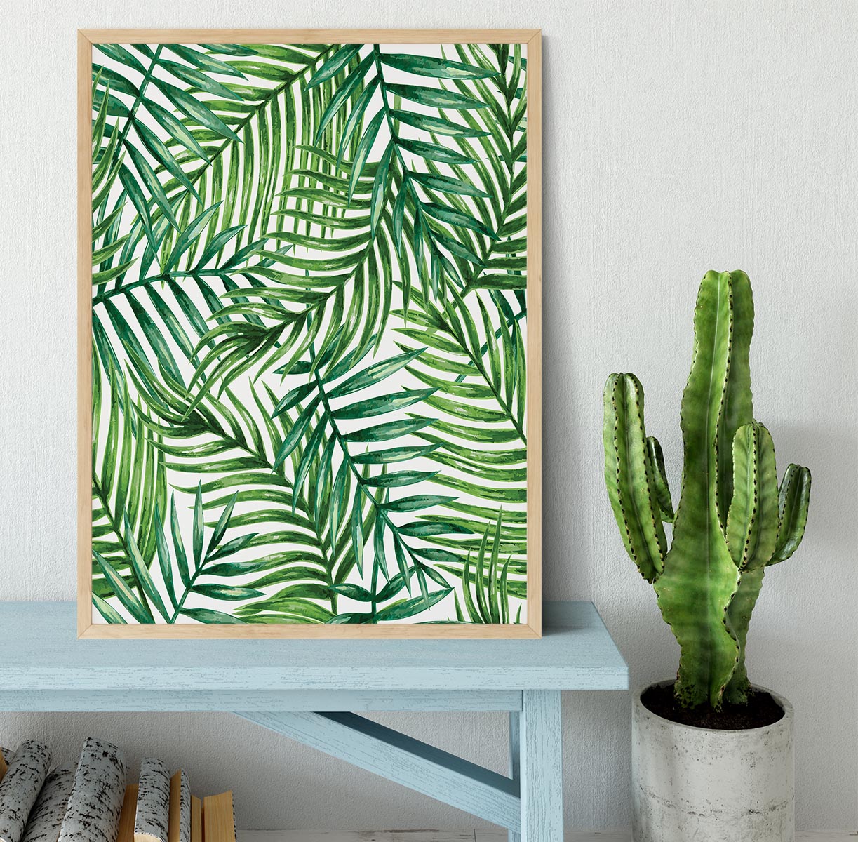 Watercolor tropical palm leaves Framed Print - Canvas Art Rocks - 4