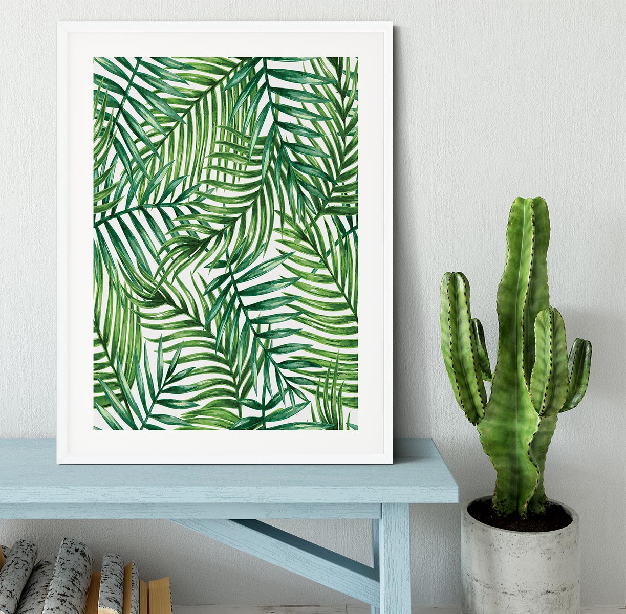 Watercolor tropical palm leaves Framed Print - Canvas Art Rocks - 5