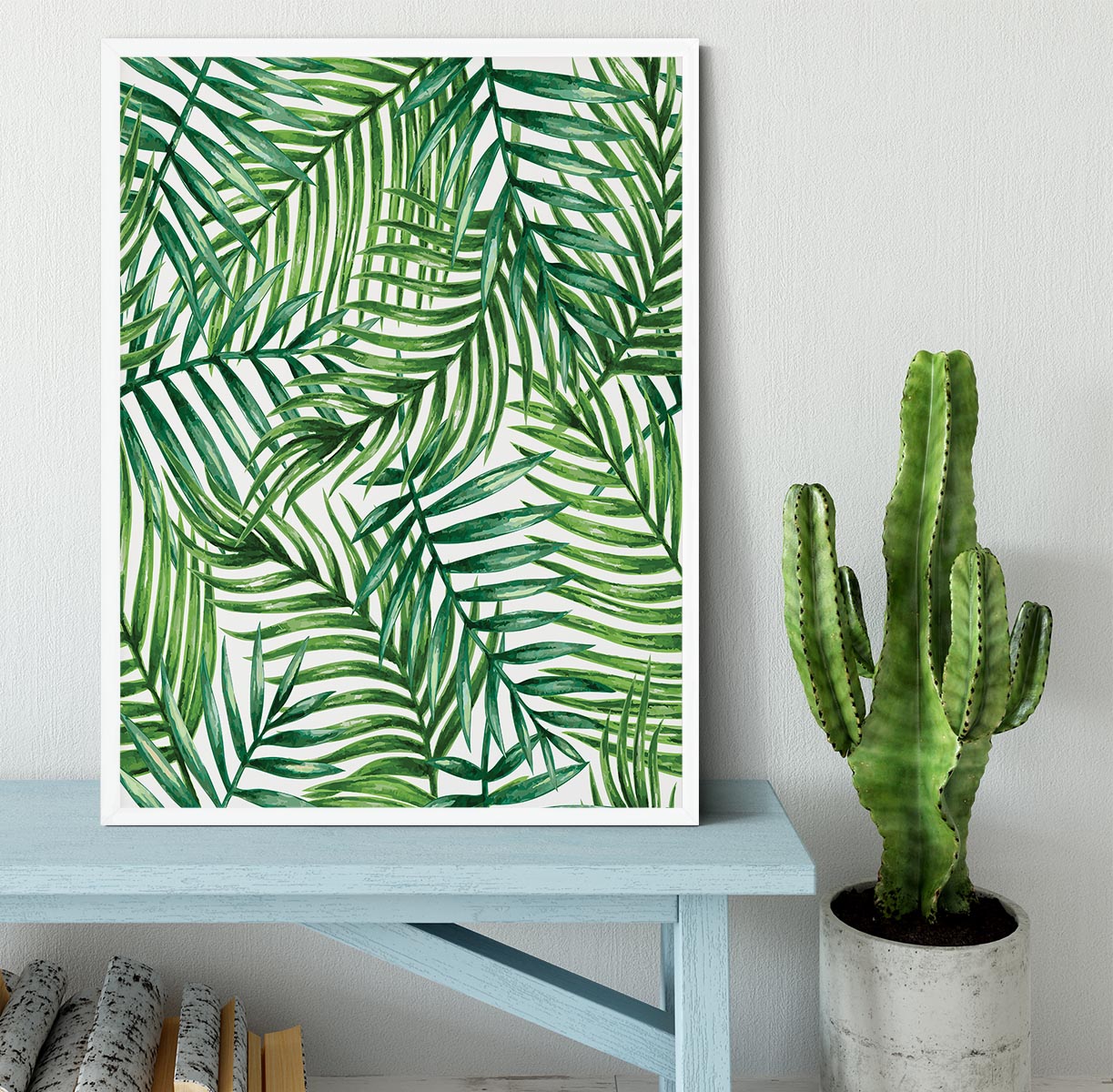 Watercolor tropical palm leaves Framed Print - Canvas Art Rocks -6