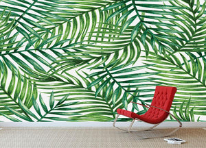 Watercolor tropical palm leaves Wall Mural Wallpaper - Canvas Art Rocks - 2