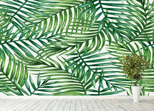 Watercolor tropical palm leaves Wall Mural Wallpaper - Canvas Art Rocks - 4