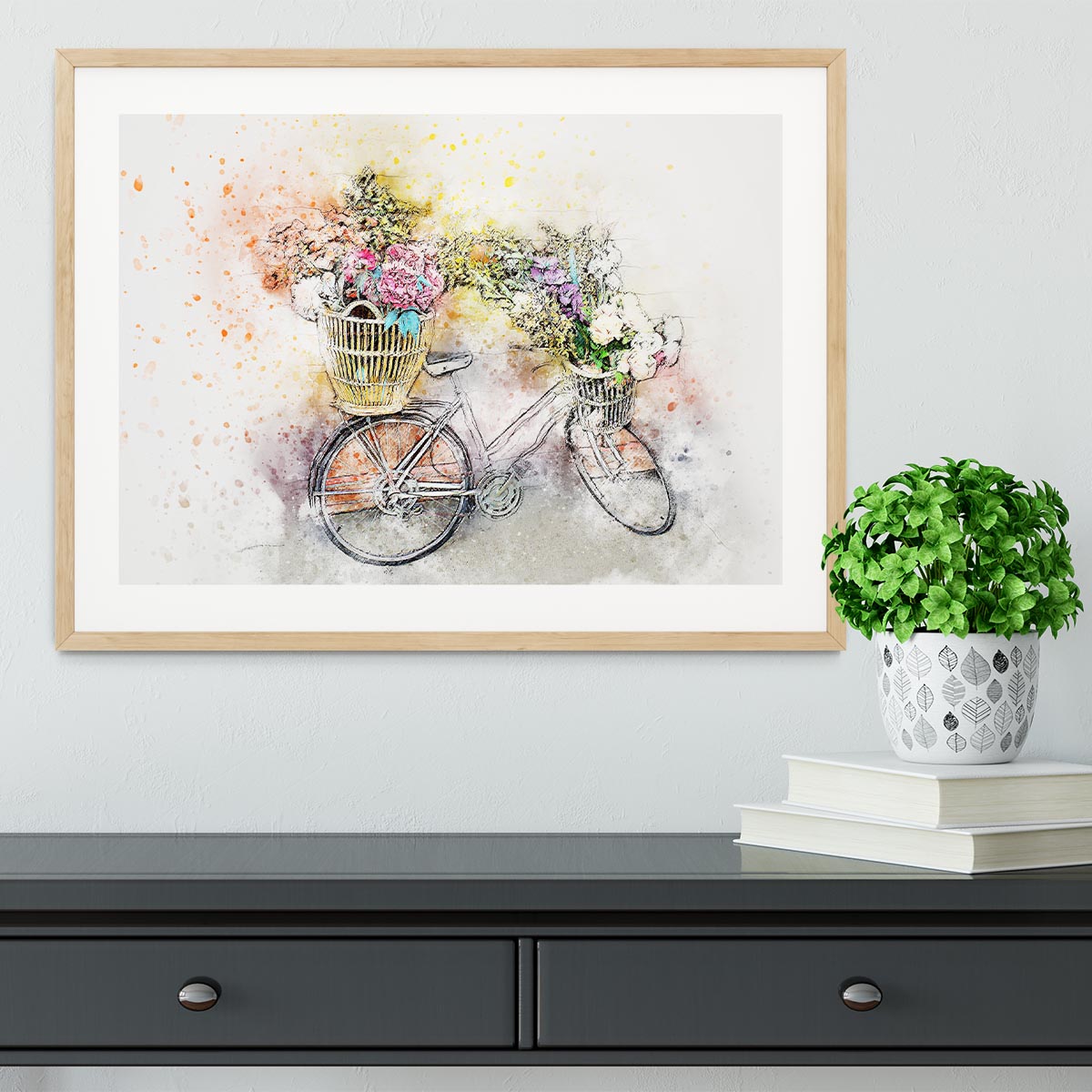 Watercolour Bike Framed Print - Canvas Art Rocks - 3