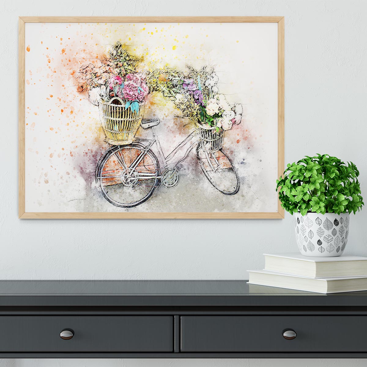Watercolour Bike Framed Print - Canvas Art Rocks - 4