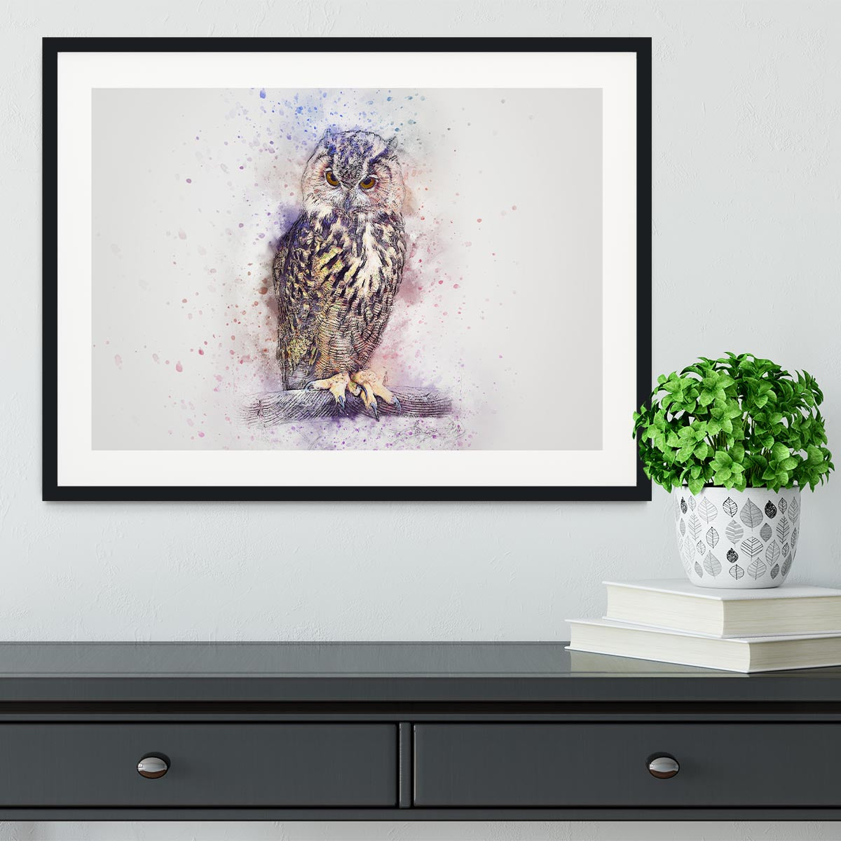Watercolour Owl Framed Print - Canvas Art Rocks - 1