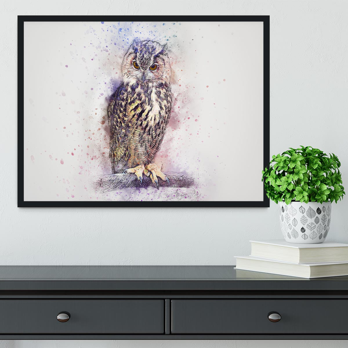 Watercolour Owl Framed Print - Canvas Art Rocks - 2