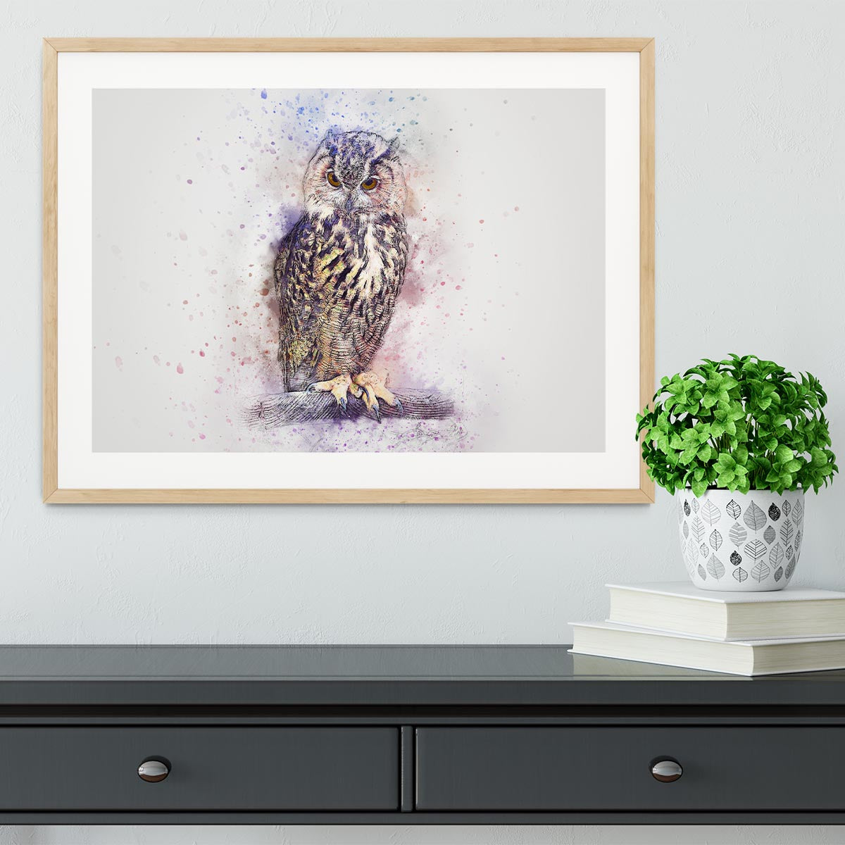 Watercolour Owl Framed Print - Canvas Art Rocks - 3