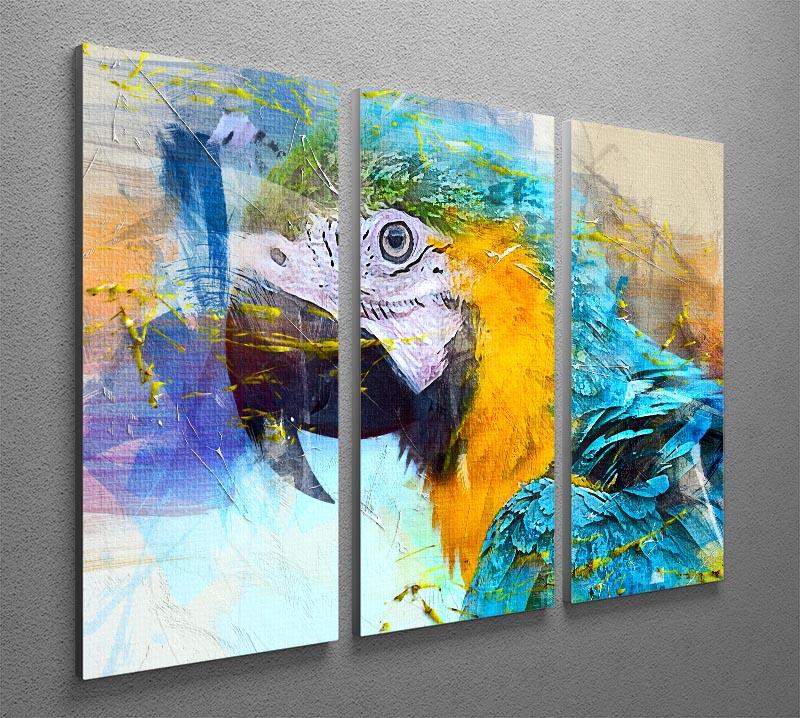 Watercolour Parrot Close Up 3 Split Panel Canvas Print - Canvas Art Rocks - 2