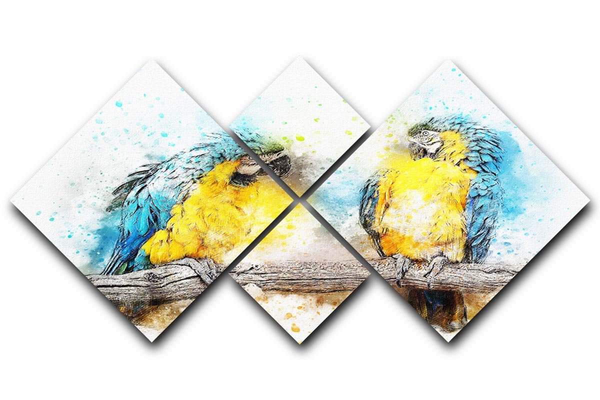 Watercolour Parrots 4 Square Multi Panel Canvas  - Canvas Art Rocks - 1