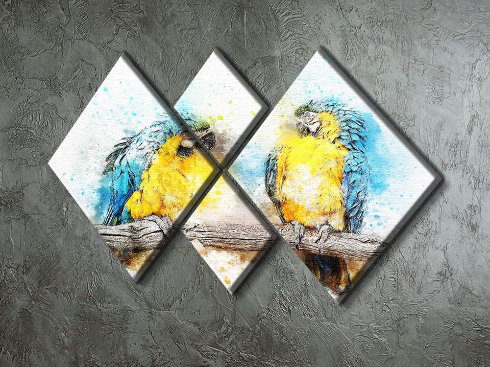 Watercolour Parrots 4 Square Multi Panel Canvas - Canvas Art Rocks - 2
