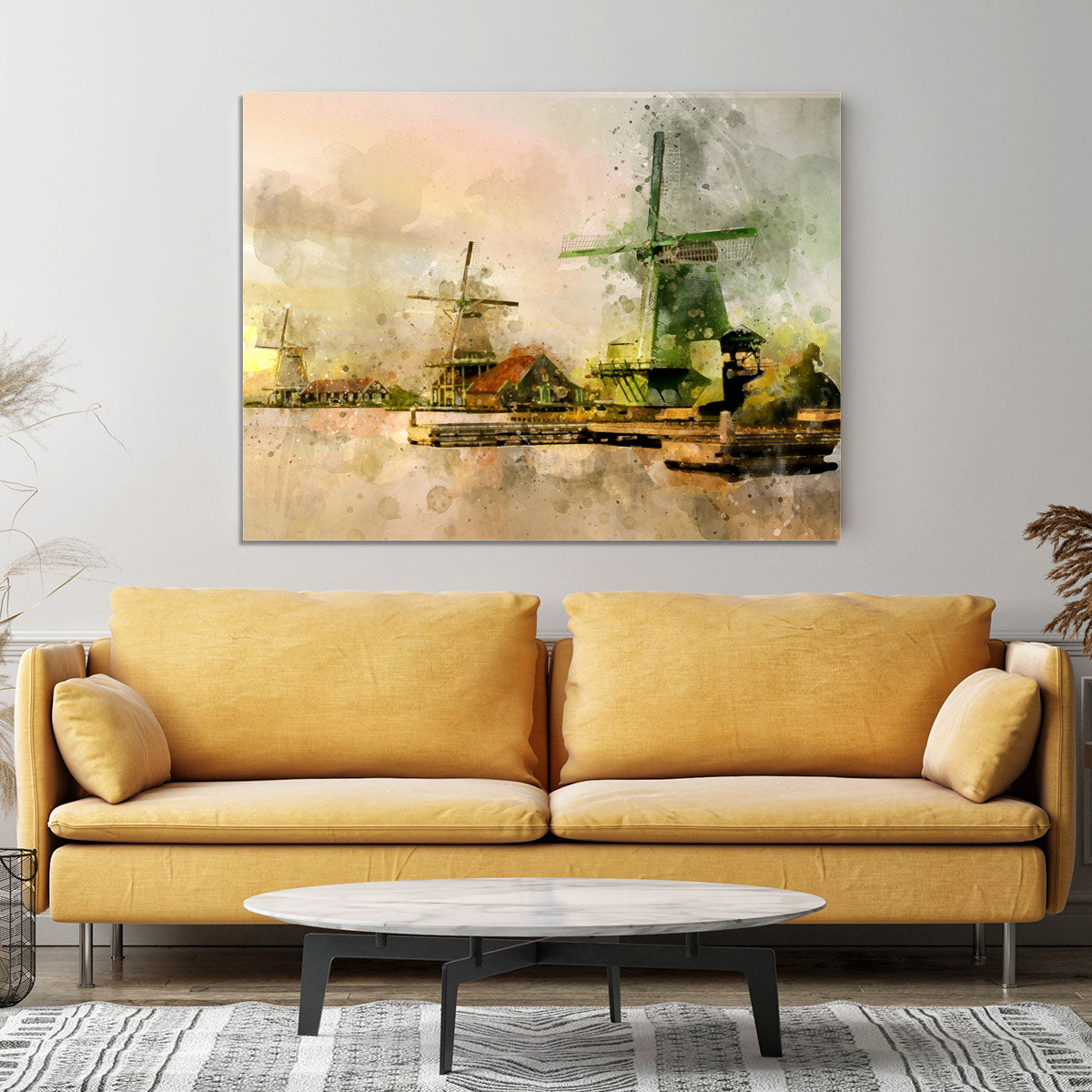 Watercolour Wind Mills Canvas Print or Poster - Canvas Art Rocks - 4