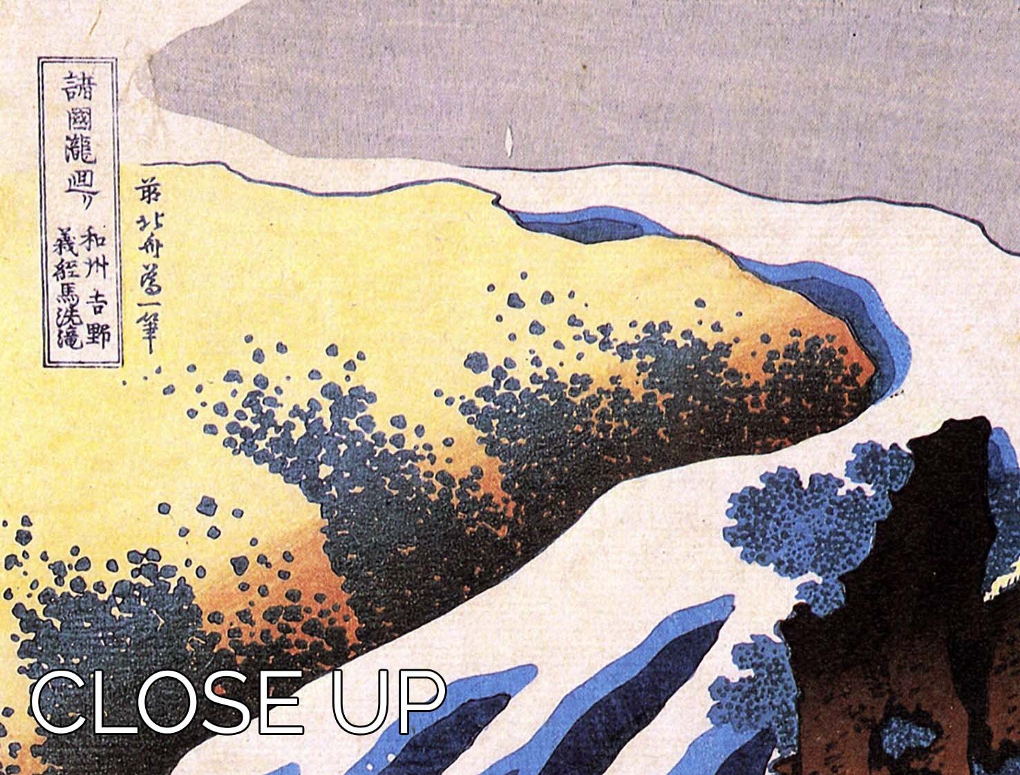Waterfall and horse washing by Hokusai 3 Split Panel Canvas Print - Canvas Art Rocks - 3
