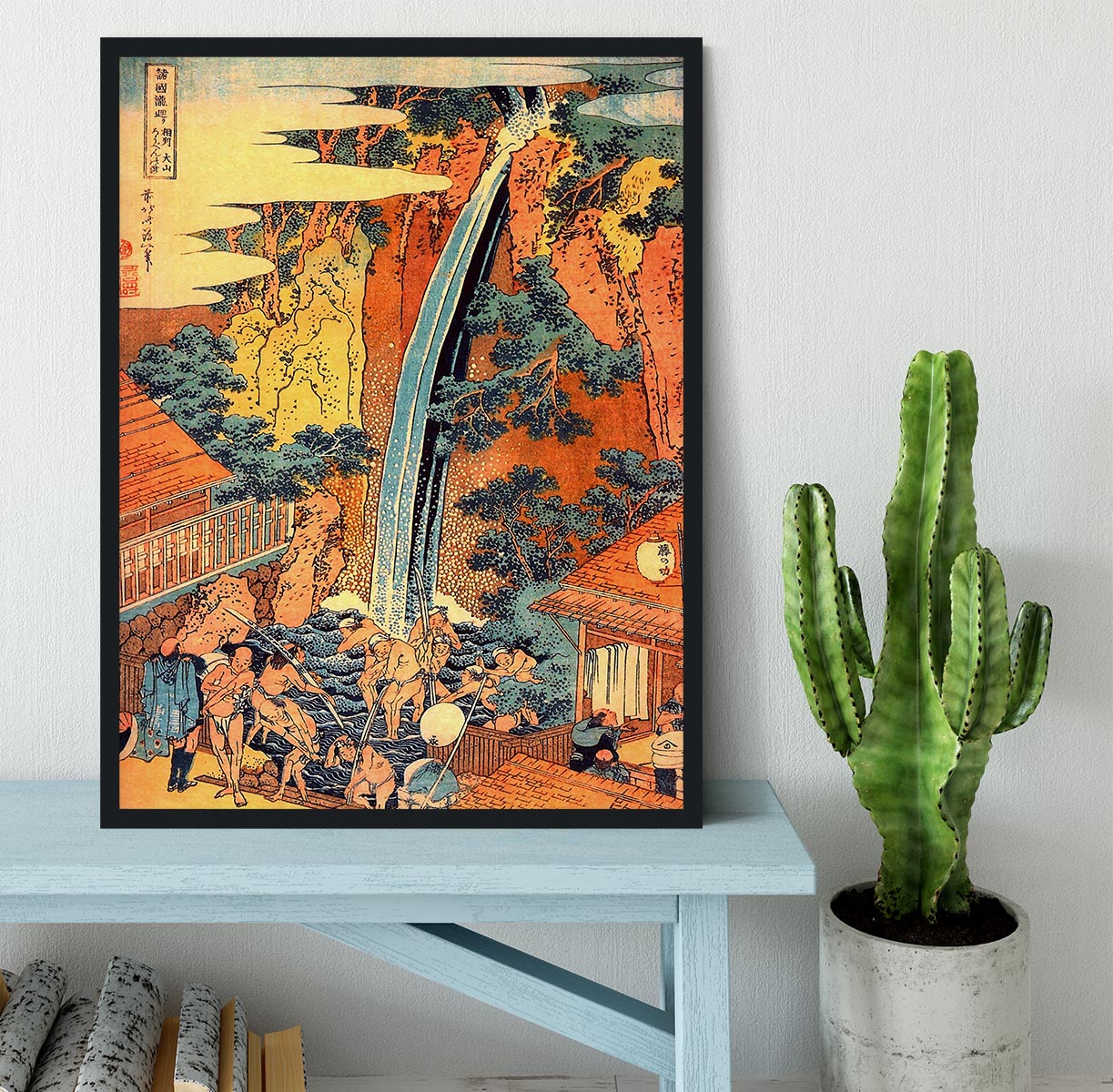 Waterfalls in all provinces 2 by Hokusai Framed Print - Canvas Art Rocks - 2