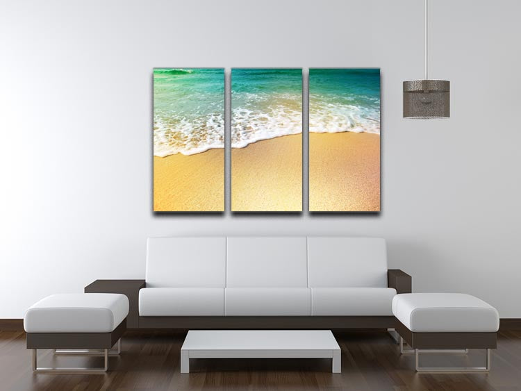 Wave of sea water and sand 3 Split Panel Canvas Print - Canvas Art Rocks - 3