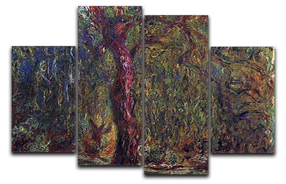 Weeping willow by Monet 4 Split Panel Canvas  - Canvas Art Rocks - 1