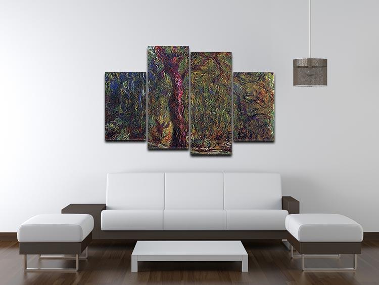 Weeping willow by Monet 4 Split Panel Canvas - Canvas Art Rocks - 3