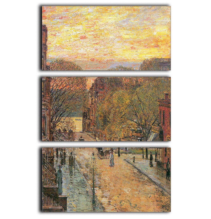 West 78th Street in Spring by Hassam 3 Split Panel Canvas Print - Canvas Art Rocks - 1
