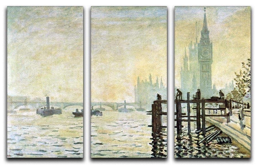 Westminster Bridge in London by Monet Split Panel Canvas Print - Canvas Art Rocks - 4