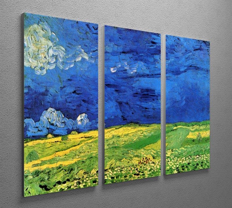 Wheat Field Under Clouded Sky by Van Gogh 3 Split Panel Canvas Print - Canvas Art Rocks - 4