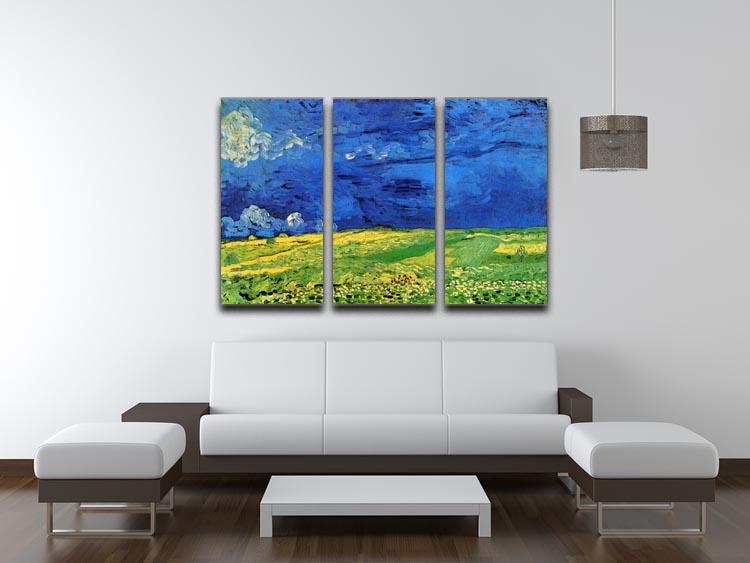 Wheat Field Under Clouded Sky by Van Gogh 3 Split Panel Canvas Print - Canvas Art Rocks - 4