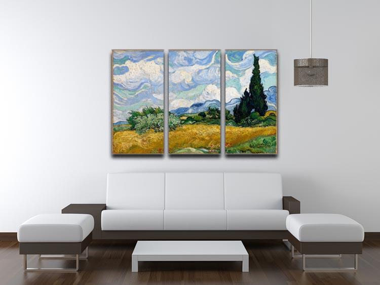 Wheat Field with Cypresses 3 Split Panel Canvas Print - Canvas Art Rocks - 4