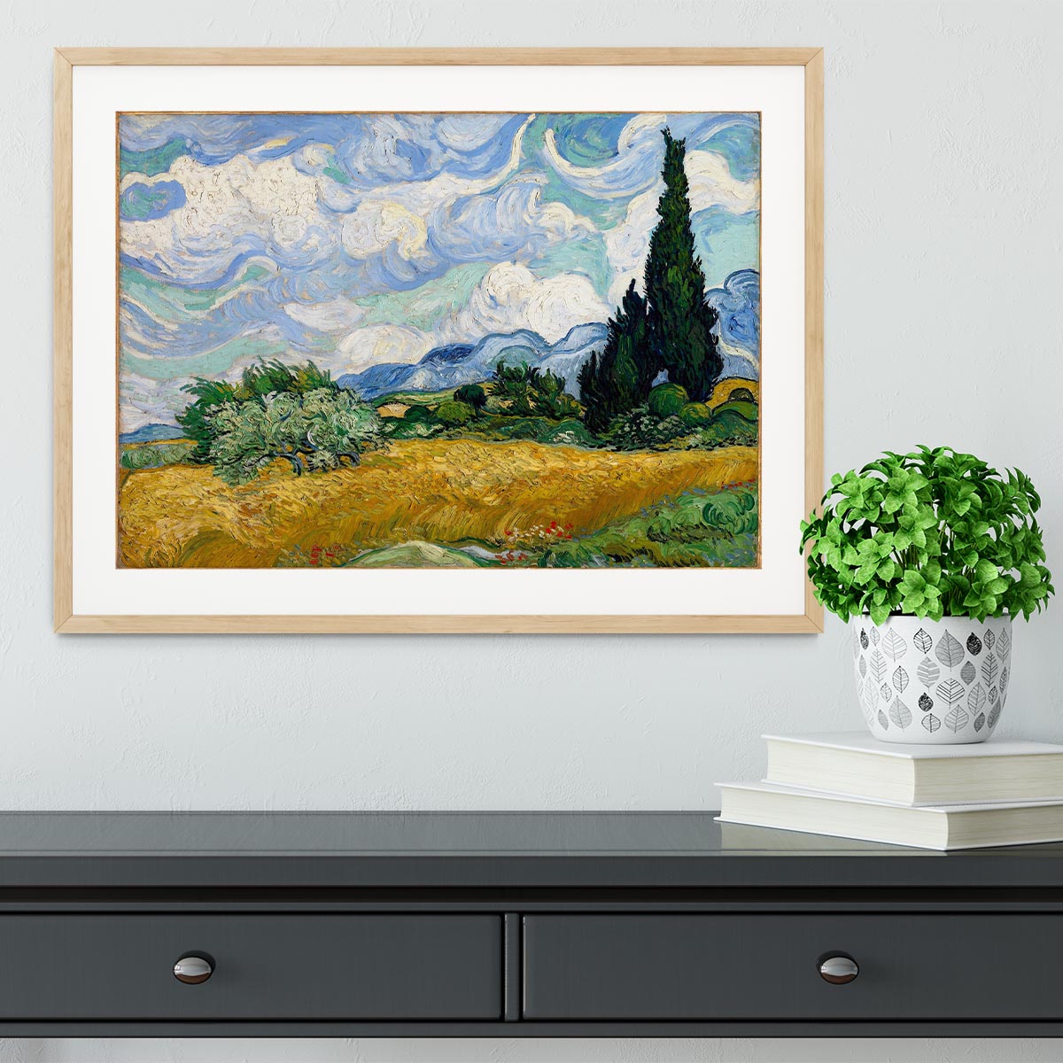 Wheat Field with Cypresses Framed Print - Canvas Art Rocks - 3