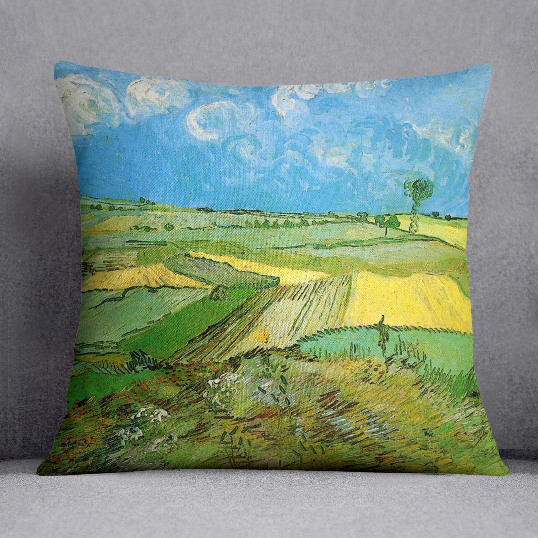 Wheat Fields at Auvers Under Clouded Sky by Van Gogh Cushion