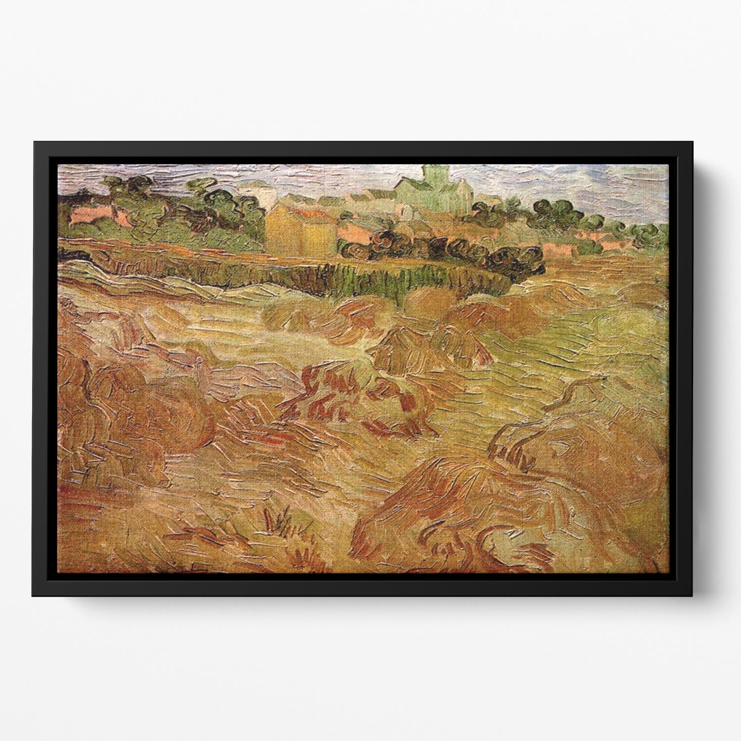 Wheat Fields with Auvers in the Background by Van Gogh Floating Framed Canvas