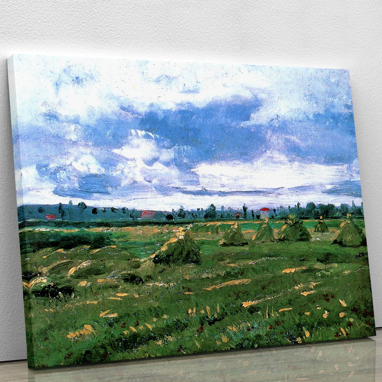 Wheat Fields with Stacks by Van Gogh Canvas Print or Poster - Canvas Art Rocks - 1