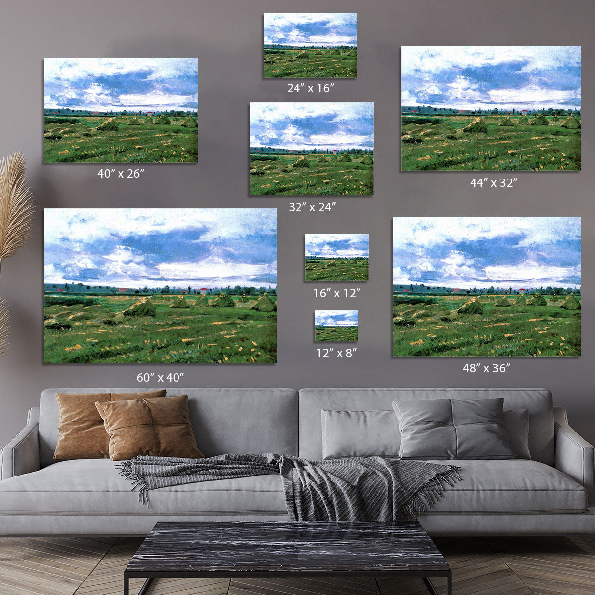 Wheat Fields with Stacks by Van Gogh Canvas Print or Poster - Canvas Art Rocks - 7